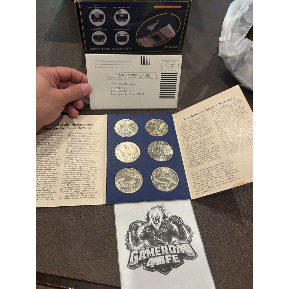 1981 Los Angeles Bicentennial Birthday Dollars - Set of 6 Coins Original Folder